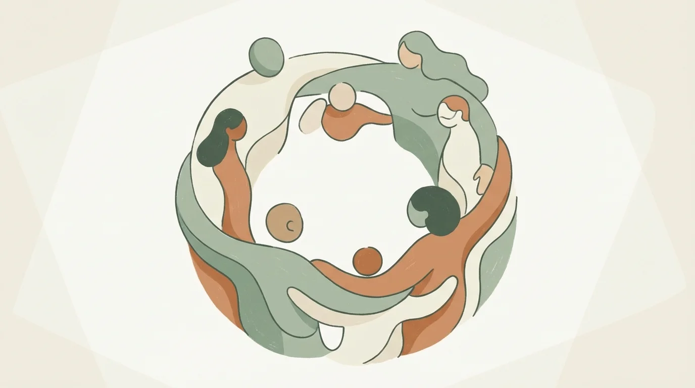 Illustration of a diverse, supportive community circle