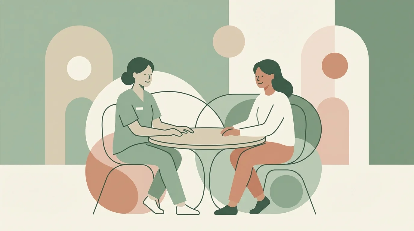 Illustration of a supportive doctor-patient conversation