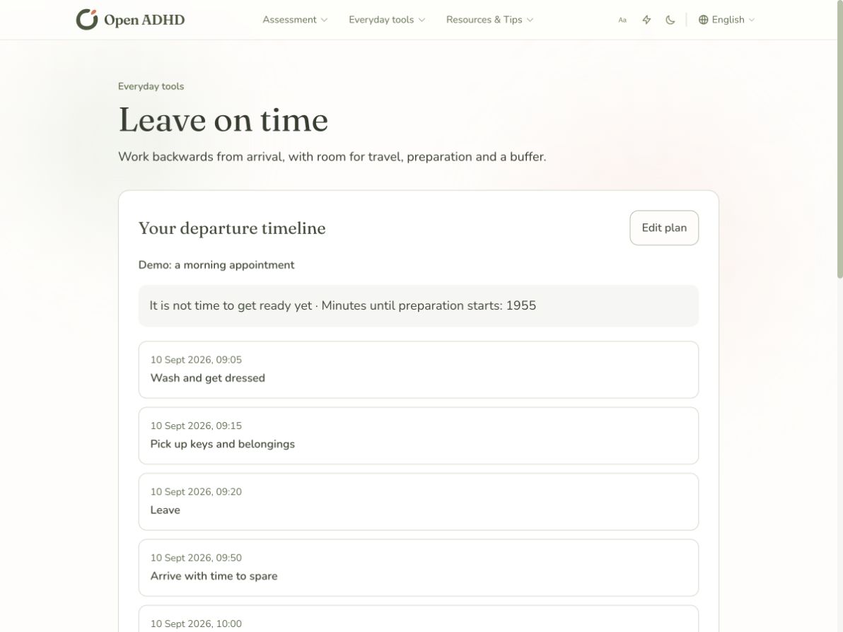 Leave on time · Screenshots contain demonstration content, not real user records.